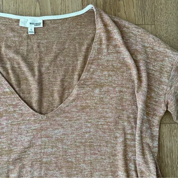 Aritzia Wilfred Free Gail Pocket Tunic Sweater Dress Heather Brown Long Sleeve - Picture 3 of 7